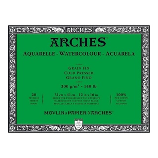 Bloco Para Aquarela ARCHES 300 g/m 100% Algodão - com 20 Folhas 31 x 41cm