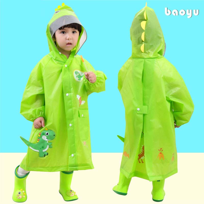 Capa De Chuva Infantil Dinossauro Poliéster Para Bebês Exterior Impermeável Crianças Poncho Boy Girl Rain Jacket