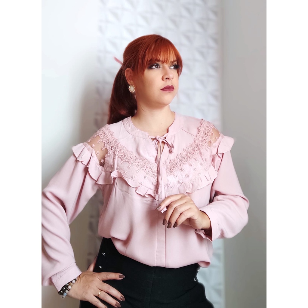 Blusa manga longa hot sale feminina tecido fino