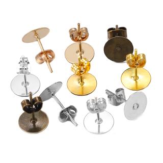 St.kka 100 Peças/Lote 4-10mm Bronze Brincos Plug Orelha Em Branco Base , Usado Para DIY Fazer Jóias Acessórios