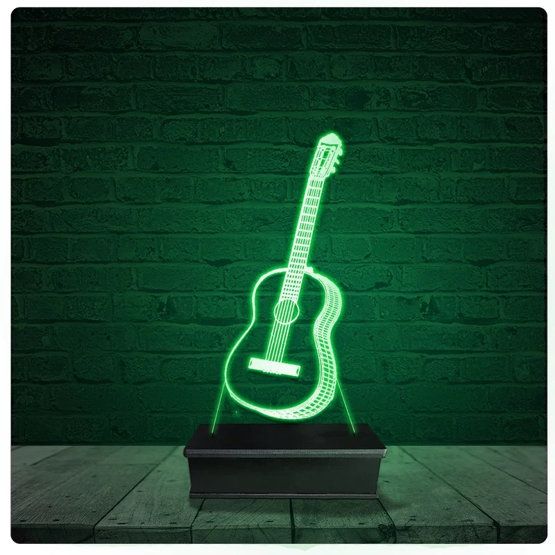 Luminária Abajur Acrílico Led - Violão Clássico Música