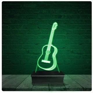 Luminária Abajur Acrílico Led - Violão Clássico Música