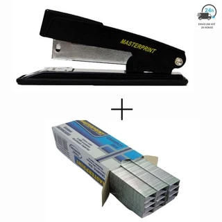 Kit Grampeador Metal + 5.000 Grampos 26/6 Galvanizados Escolar Escritório MASTERPRINT
