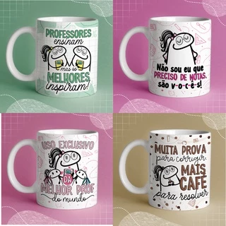 Caneca Professora Porcelana Flork Vários Modelos Personalizada Bento Personalizada Dia dos Professores Ideal para Cesta Presente Lembrancinha Enfeite