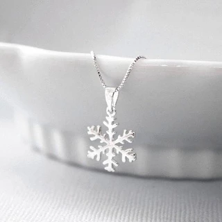 100 % Prata 925 Sterling Romântica Floco De Neve Pingente Colar Para Mulher Cor Metal Estilo Simples Elegante Meninas Acessórios Declaração Jóias