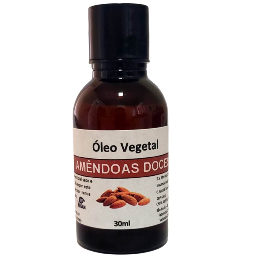 Óleo Vegetal De Amêndoas Doces 30ml - 100% Natural Puro