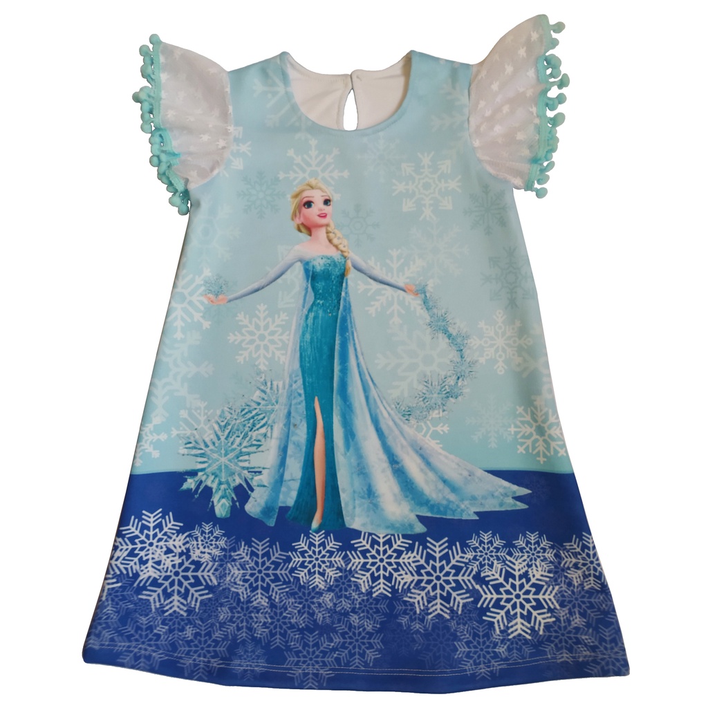 Vestido Trapézio Temático Infantil Elsa Frozen Shopee Brasil