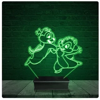 Luminária Abajur Acrílico Led - Desenho Esquilo Infantil 02