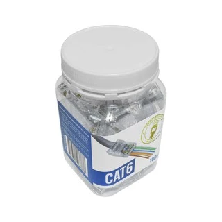 Conector RJ45 Cat6 Para Cabos de Rede EZ Crimp Plug de Passagem - Pote com 100 unidades
