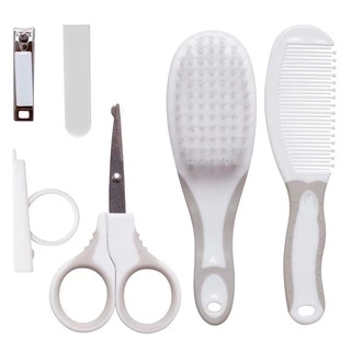 Kit Higiene Cuidados Bebê Tesoura Cortador Escova Pente Branco Utensílios 11953 Buba