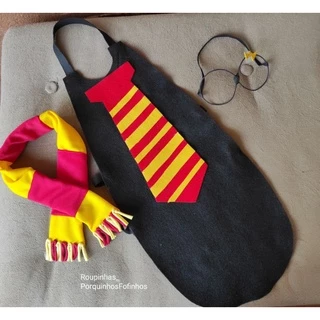 Roupa pet fantasia Harry Potter + cachecol + óculos completa para cães e gatos