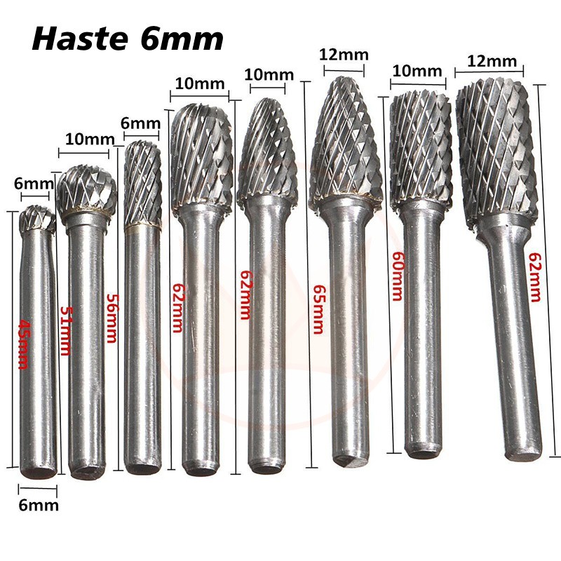 8 Limas Rotativas Kit Rebarba Haste 6mm Retificadeira | Shopee Brasil