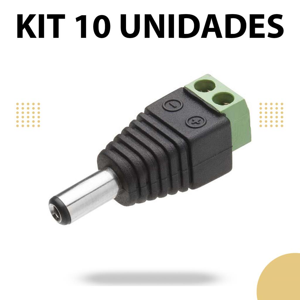 Kit 10 Conector P4 Macho Alimentacao Camera C/ Borne Mxt | Shopee Brasil