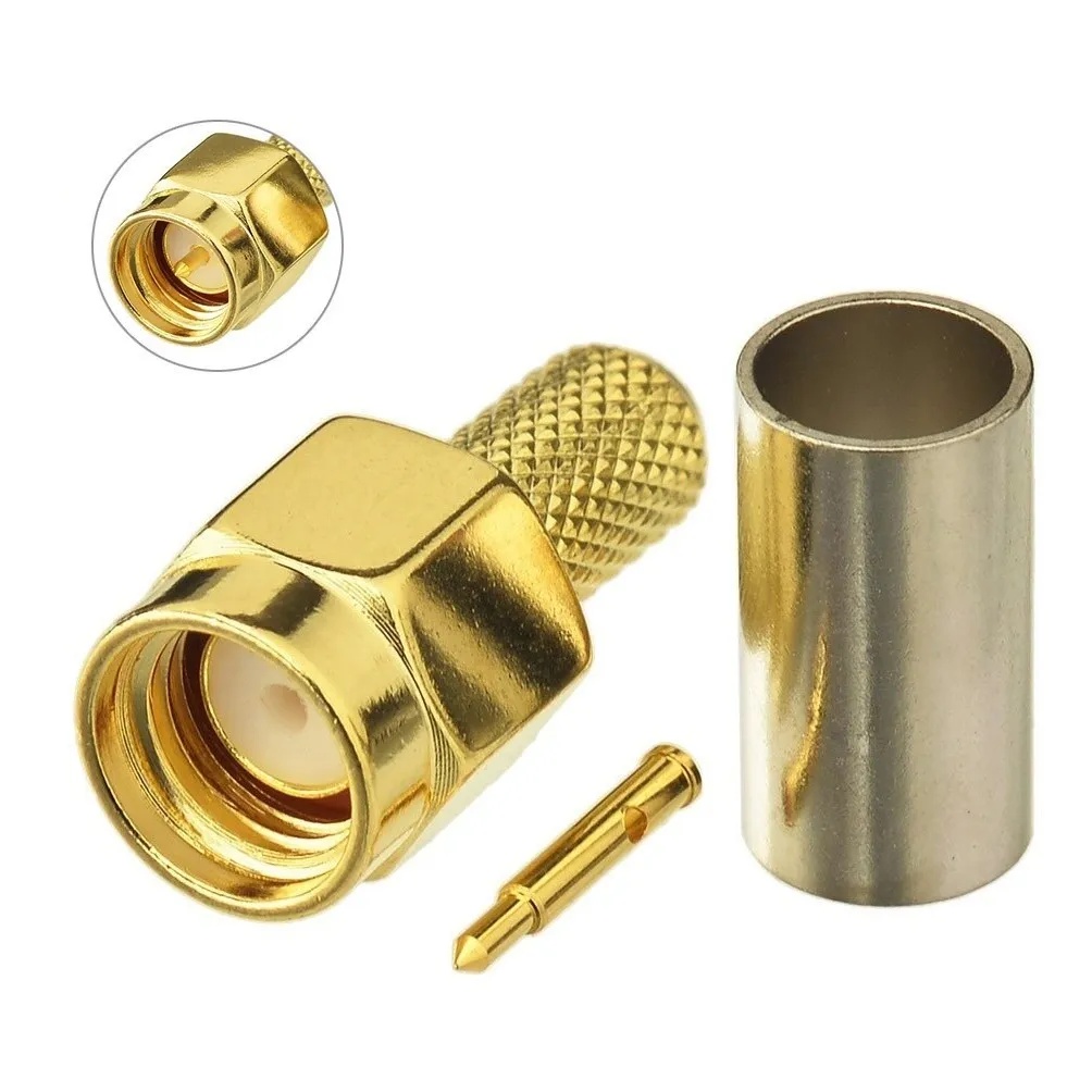 10 Conectores RCA Macho Para Audio Y Video – Plug De Engarce Universal (Oro) – LMR100 Y Más