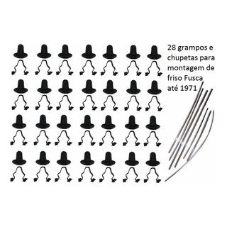 Kit 28 Grampos e Borrachas de Para Friso Largo Fusca Até 71