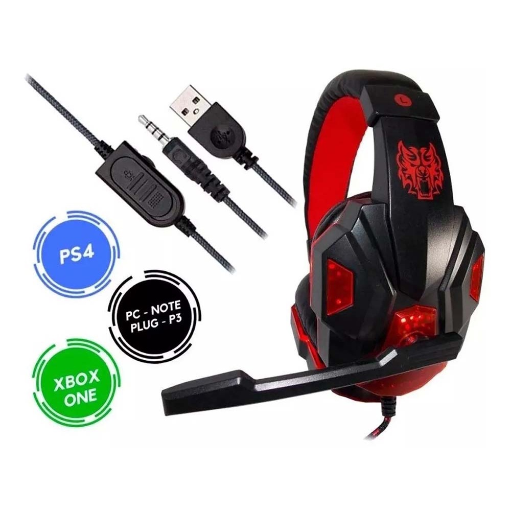 Fone De Ouvido Headset Gamer Xsoldado Hf G390 Rgb Usb P3 Ps4 Pc X360