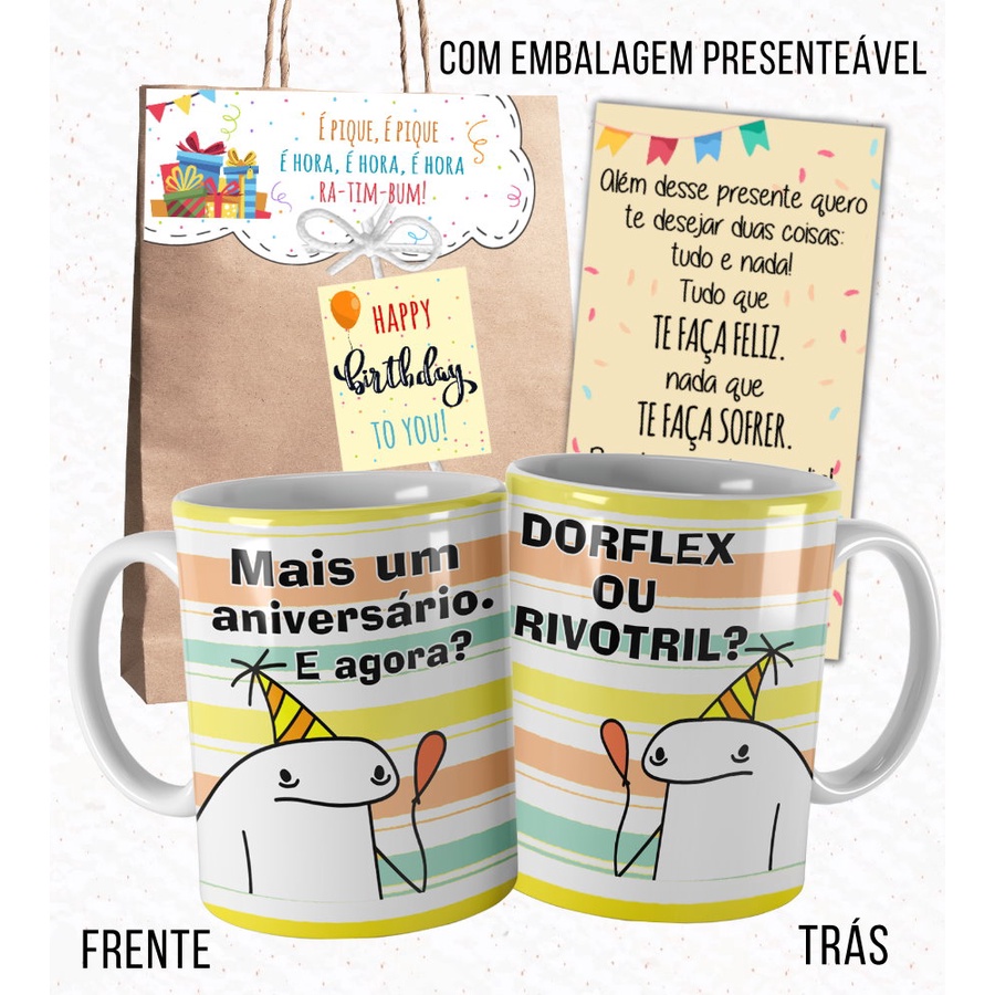 Caneca Flork Meme Aniversário Dorflex Ou Rivrotril