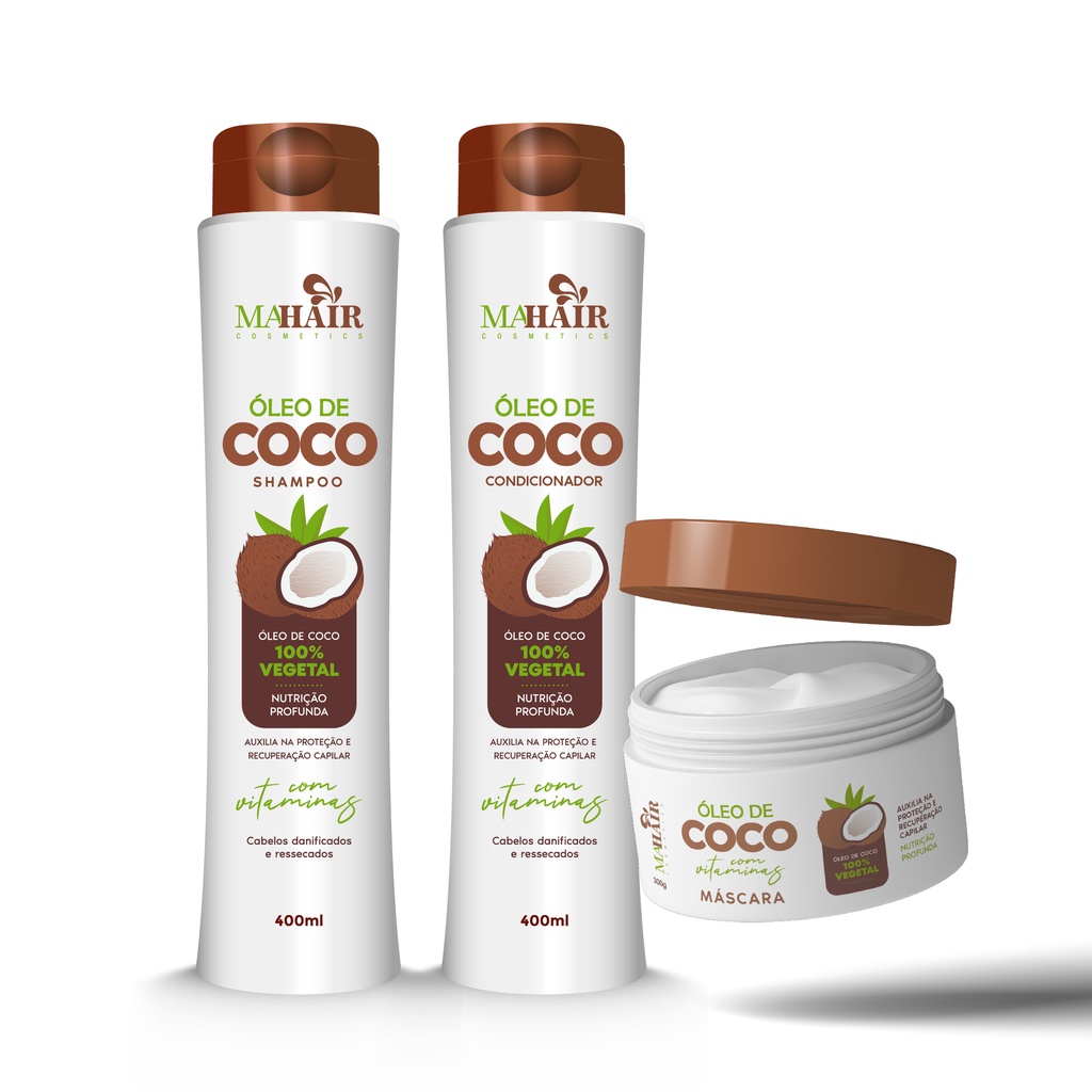 Shampoo Condicionador e Máscara Capilar Mahair Óleo de Coco Oferta ...