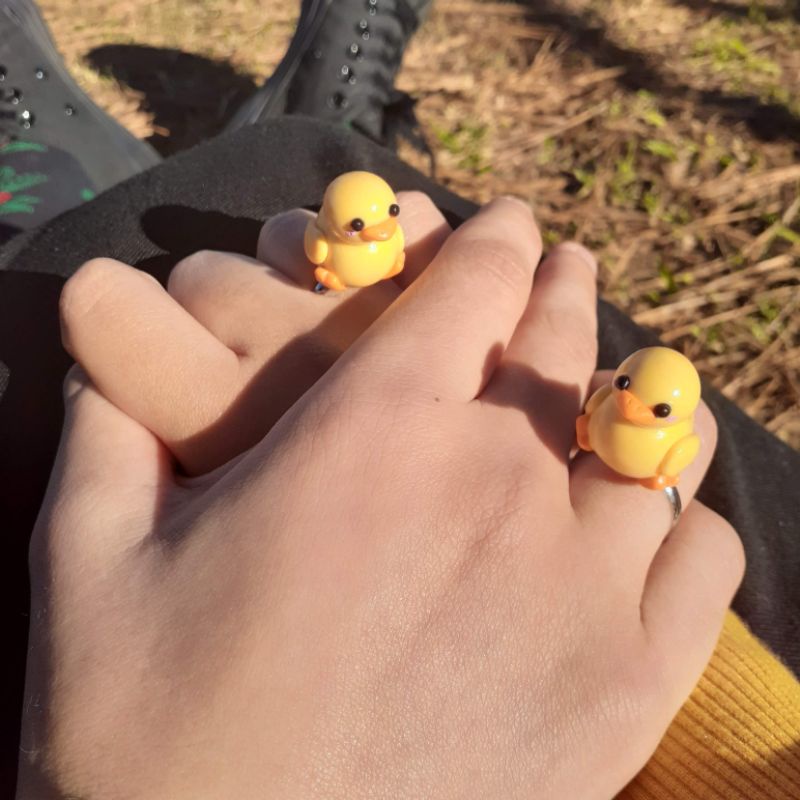 Aliança anel de pato patodavida para casais regulável ou feito sob medida fofo/cute/duck/couple/kawaii/harajuku