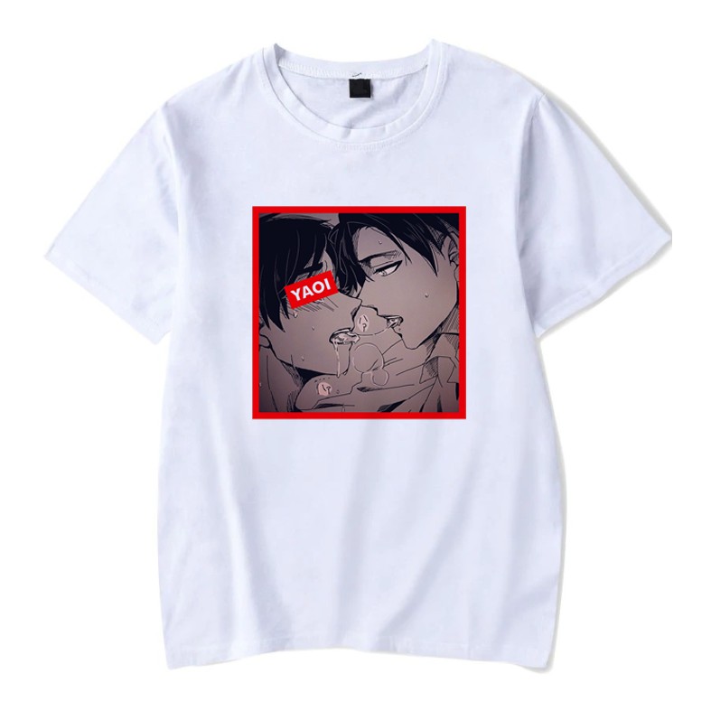 Camiseta Unissex Algodão Anime Yaoi Gay kiss