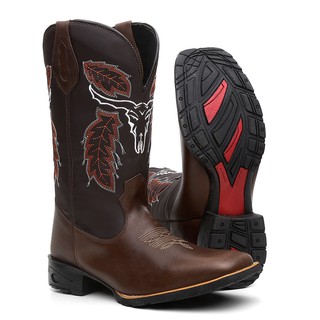 Bota Texana Masculina Cara De Boi Em Couro Legitimo Country