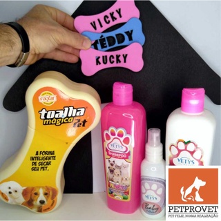Combo kit toalha mágica shampoo condicionador deo colonia pet banho e tosa