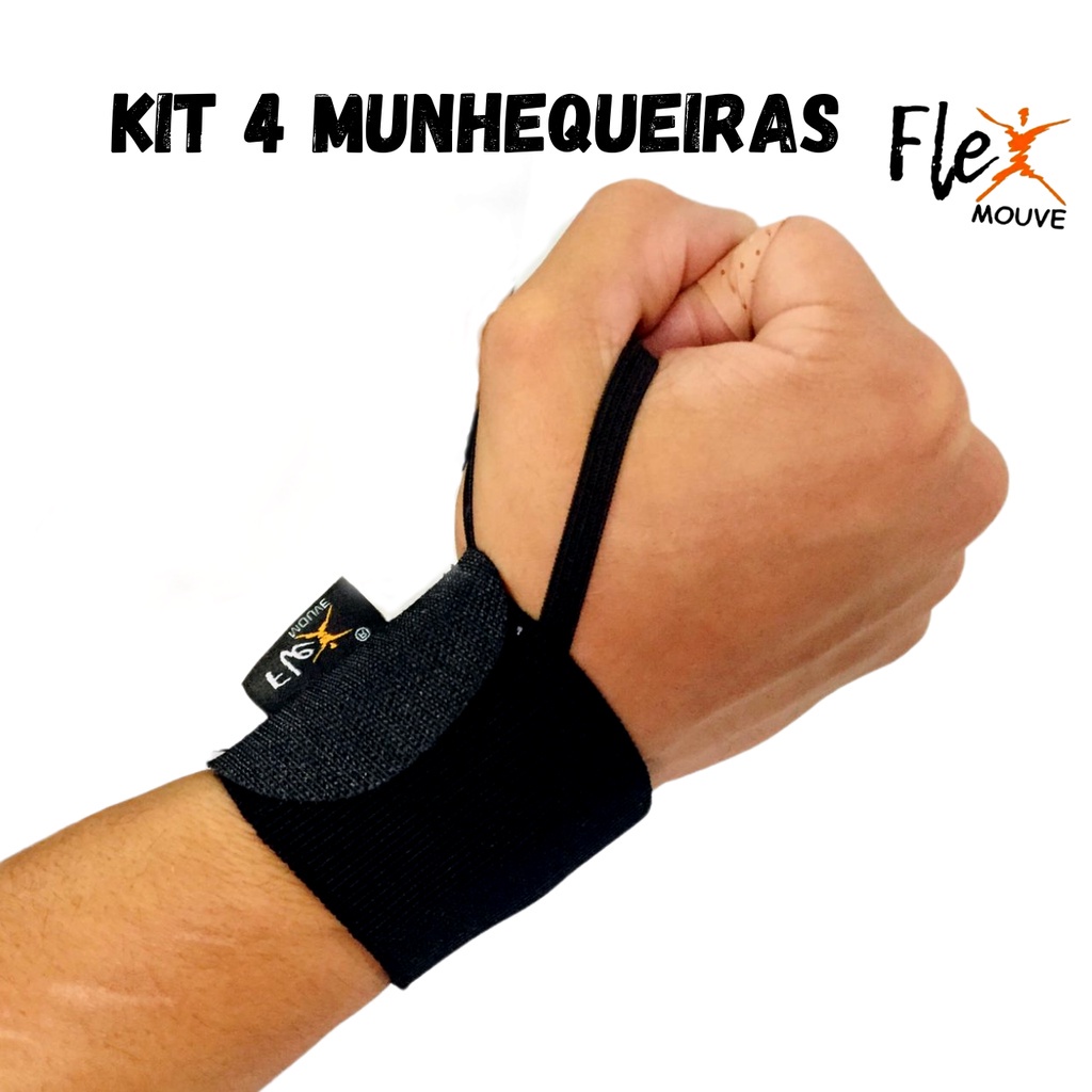 Kit 4 Munhequeiras Anatômica Tensor De Pulso Elástica Ajustável Tendinite Artrite Alivia Dor