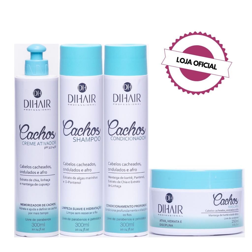 Kit para cabelos cacheados 4 passos Dihair - Cachos definidos | Shopee ...