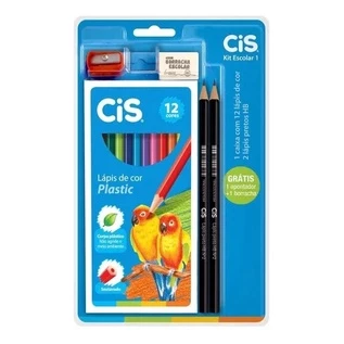 Kit Material Escolar Infantil Lápis Cor Apontador Borracha