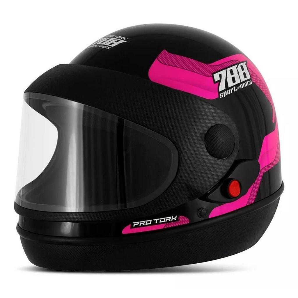 Capacete Moto Rosa/Preto Feminino SM 788 Automático Tamanhos 56/58 Pro ...