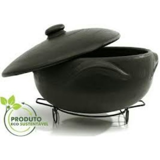50% Off - Panela De Barro Preto Capixaba - 5 Litros + 2 cumbucas de 500 ml para pirão,caldos,farofa