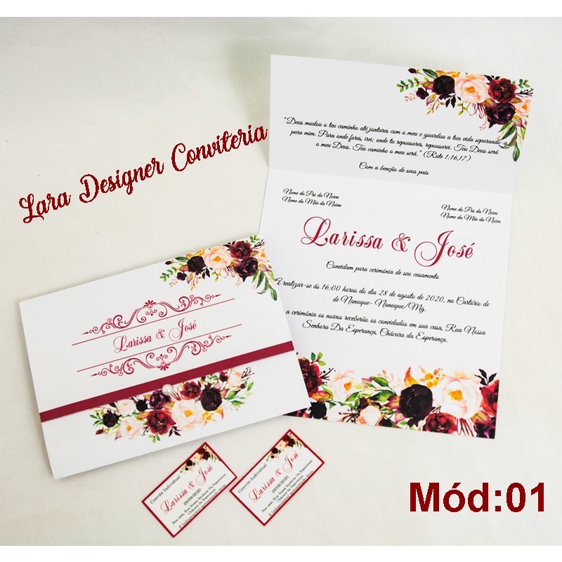 90 convites de casamento+250 individual