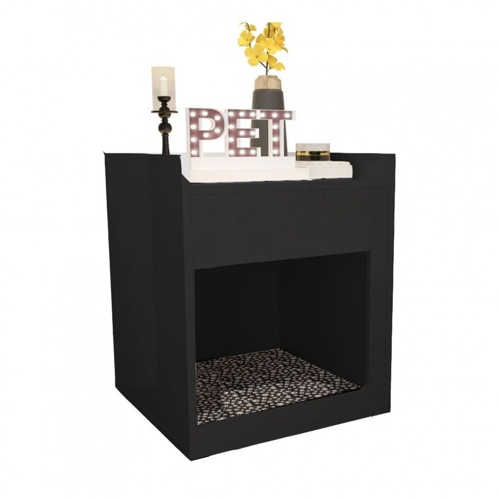 Mesa de Cabeceira/Cama Pet Preto Em Mdf