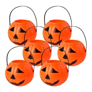 Mini Balde Abóbora Decoração Halloween Lembrancinha Kit C/6