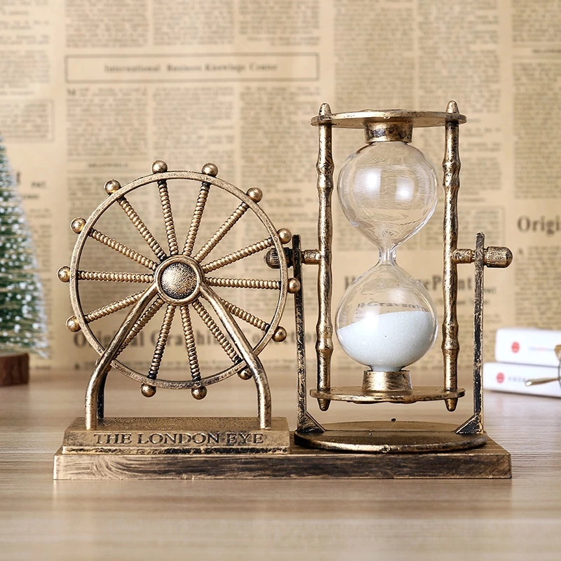 Leyenda5 Retro Ferris Wheel Sand Hourglass Ornamentos Home Decor Ornamentos Europa Modelos Presentes Artigos de Mobiliário