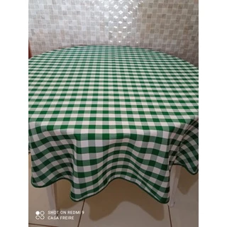 Toalha de mesa redonda xadrez verde piquenique 4 lugares
