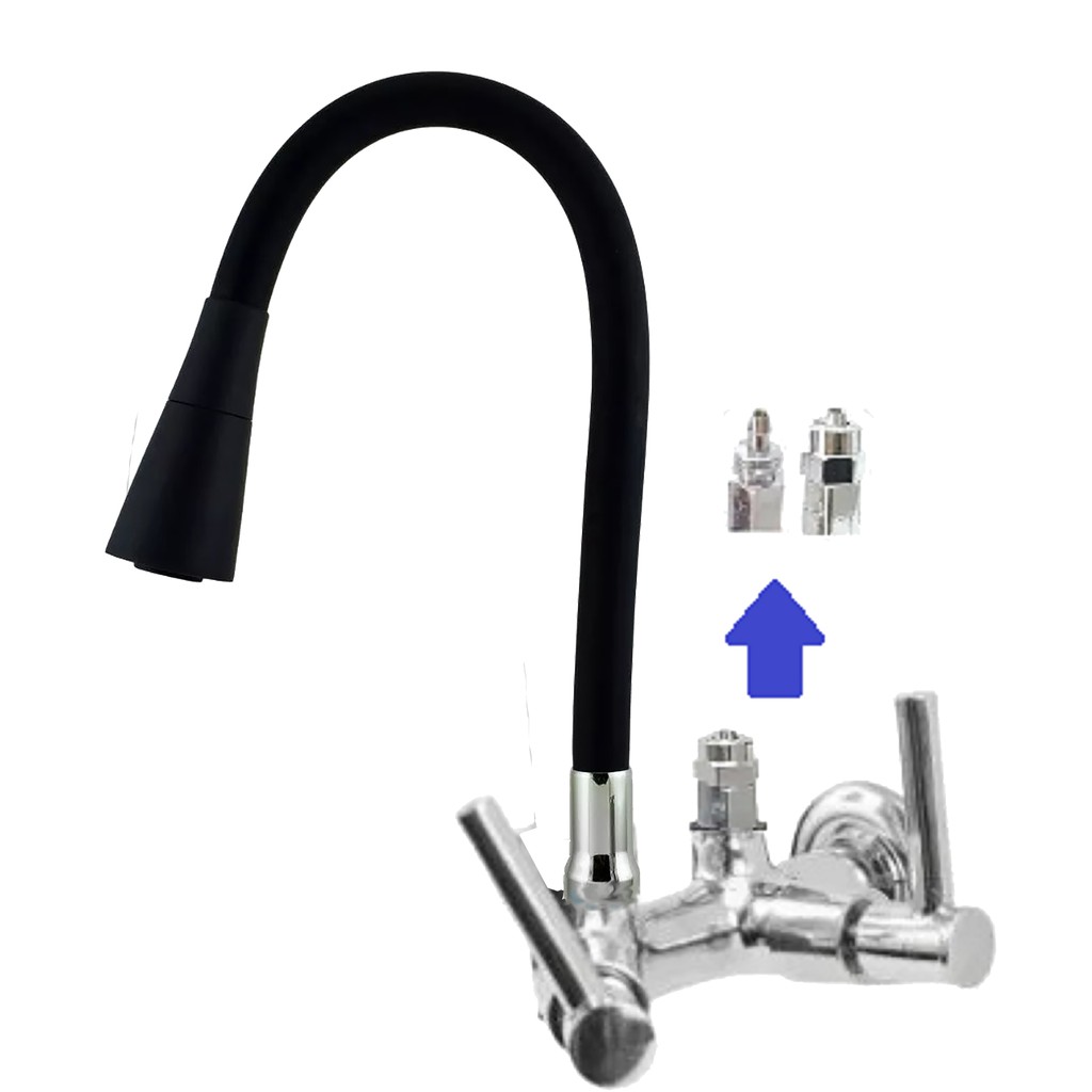 Torneira Cozinha Flexível Parede Jato Preto Saída Purificador C34 1/4 Volta