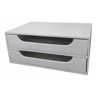 Organizador Decorativo 2 Gavetas Branco Folha Sulfite A4 Base Monitor