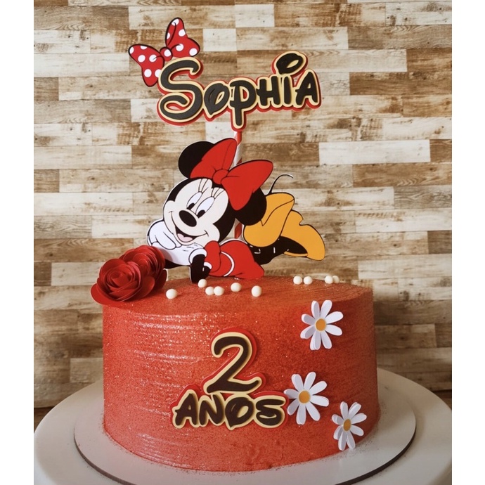 Topper Minnie vermelha  Minnie mouse birthday cakes, Minnie mouse