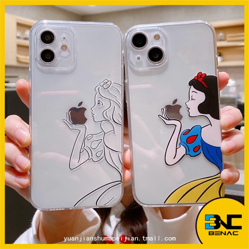 Linda Capinha Flexível com Personagem Mais Bela de Todas as Princesas Branca de Neve para iPhone - 14 Plus | 14 Pro | 14 Pro Max | 7/8/SE2020 | 7/8 Plus | X/XR/XS Max | 11/12/13 Pro/Pro Max | 12/13 Mini