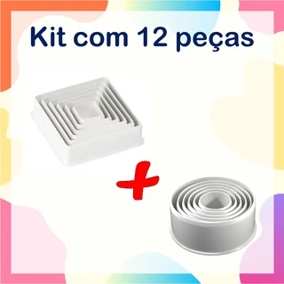 Molde Modelador Redondo e Quadrado Plastico C/ 12 Pecas Envio Imediato