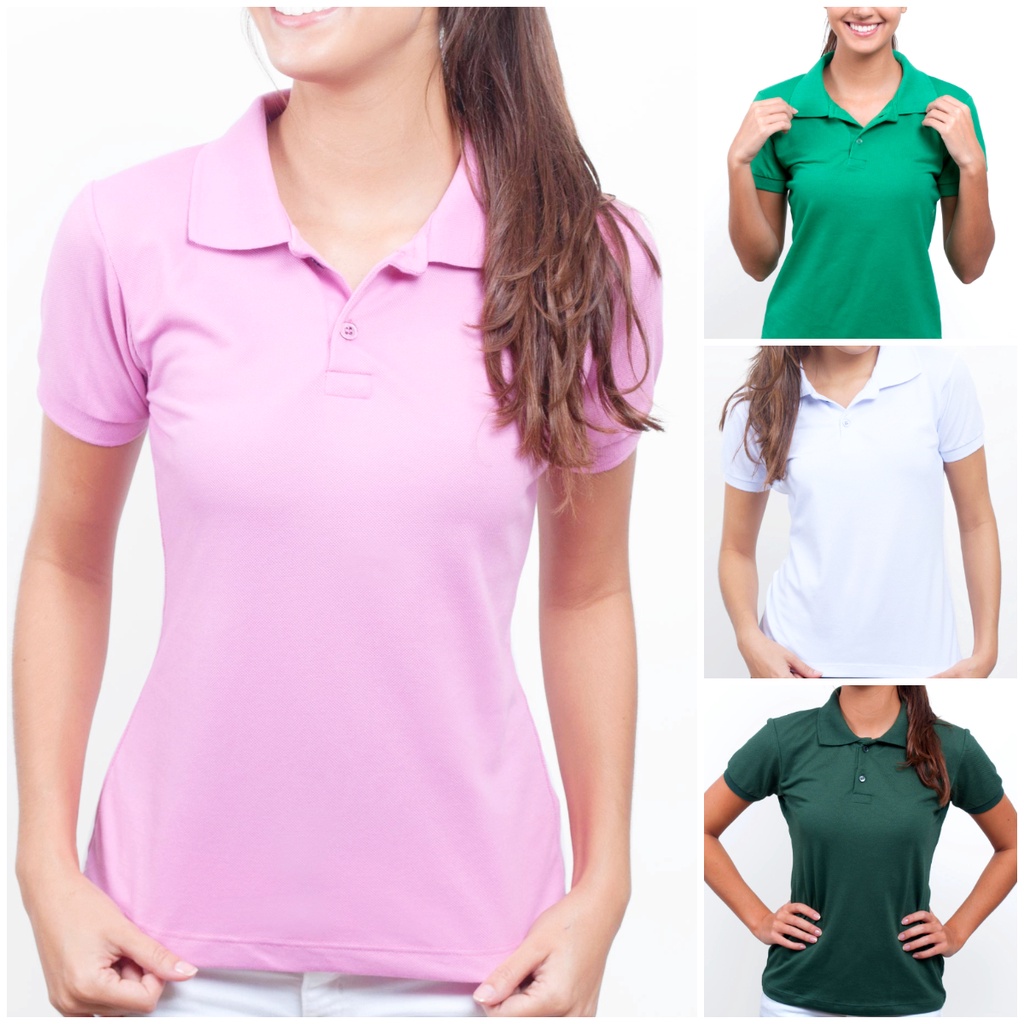 Polo Feminina Camisa Babylook Piquet Piquê Cores Variadas