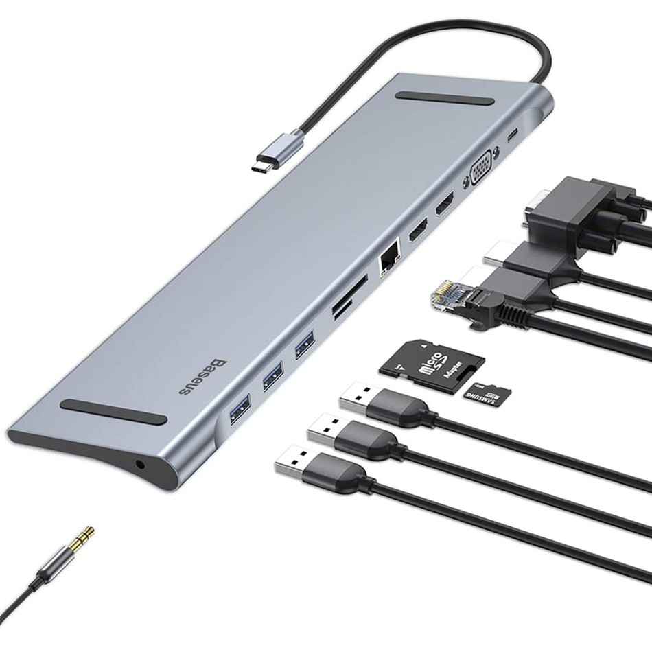 Hub Usbc Typec Multifuncional Hdmi Rj45 P2 Vga Baseus Mac Windows Thunderbolt 3 Shopee Brasil