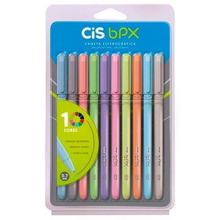Caneta Esferográfica CIS BPX 0.7mm c/ 10 Cores