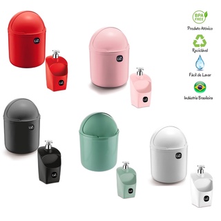 Lixeira de pia 4L e dispenser porta detergente UZ cozinha kit lixinho de pia