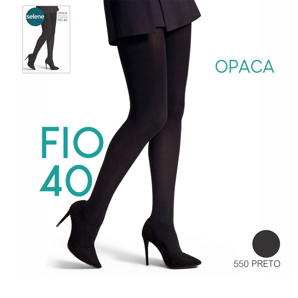 Meia Calça Fio 40 Opaca Selene Original Preto Pó de Arroz Marrom