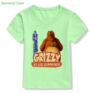 Camiseta Grizzy e Lemmings Infantil Camisa Juvenil Personagens Desenho Kids  Azul Crianças Festa Presente