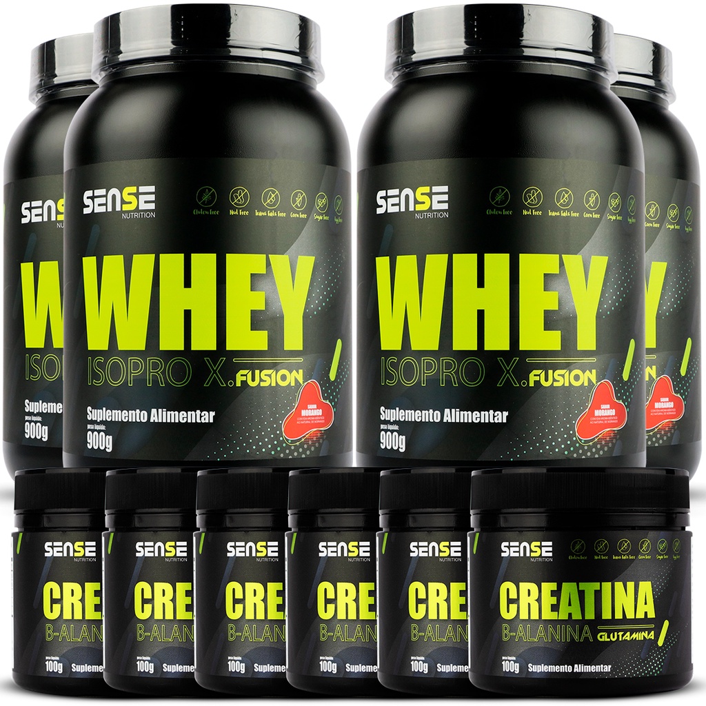 Kit 4 whey protein + 6 creatinas - Sense | Shopee Brasil