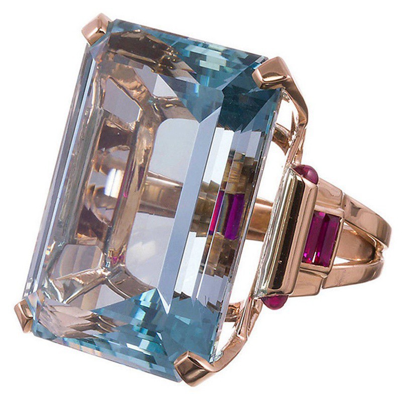 Grande Cz Cubic Zircon Pedra Anéis Cor De Rosa De Ouro Anéis Para As Mulheres Da Moda Jóias Presente Do Dia