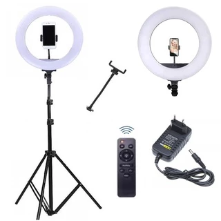 Ring Light Profissional 14 Polegadas, com controle sem fio e tripé de 2,1 Metros e fonte de Energia